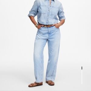 Madewell The Curvy Pierced Barrel-Leg Jeans Size 26